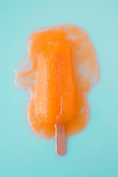 Melted ice lolly stick, overhead view