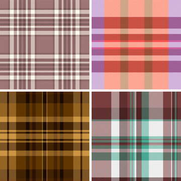 Plaid pattern collection for digital summer products. Works for mockups, downloadable designs, and printable kits. Vector adaptability ensures compatibility.