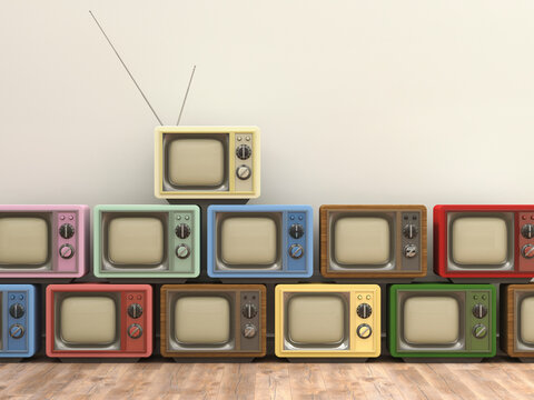 3D Rendering, old tv sets