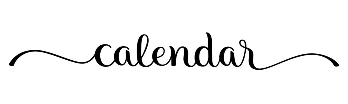 CALENDAR black brush lettering banner on transparent background