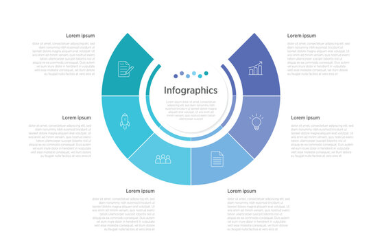 A 6-level circular infographic is a clean, circular diagram that visually organizes six connected steps, stages, or categories around a central point, making it ideal for showing processes, cycles.