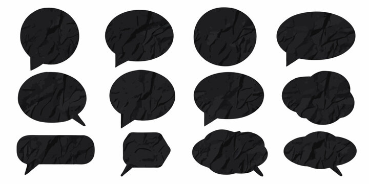 Black Speech Bubbles With Cracked Texture Silhouette Style