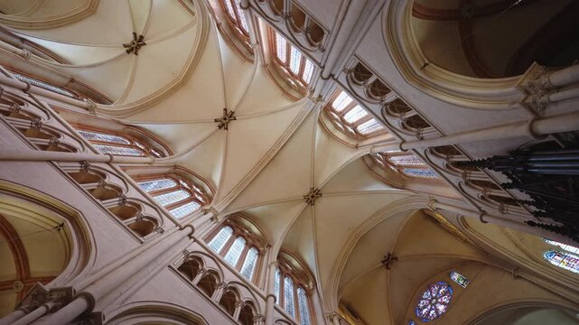 Vaulted Gothic Cathedral Ceiling and Clerestory Windows in Lyon,30 April 2026.