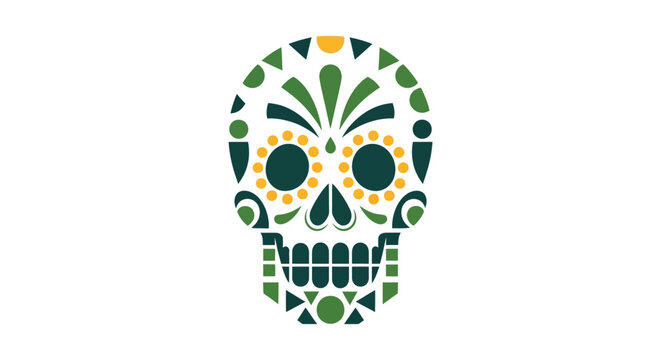 Colorful Decorative Sugar Skull Art Illustration Design.
