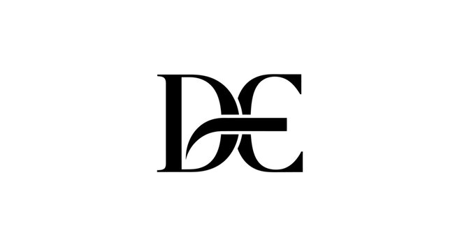 Elegant black and white DE monogram logo lettermark design