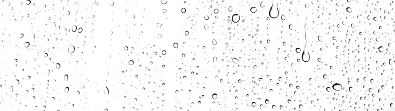 Water drops window glass clear reflection detail dense rainy texture overlay transparent background
