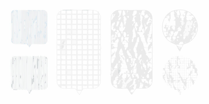 Speech Bubble Set With Varied Grid And Line Patterns Vector Illustration