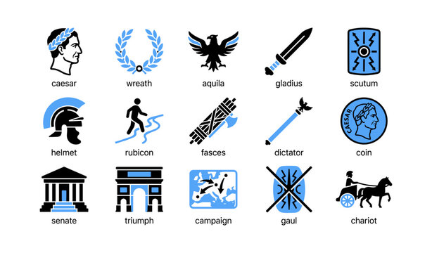 Roman symbols displayed as icons on white grid background
