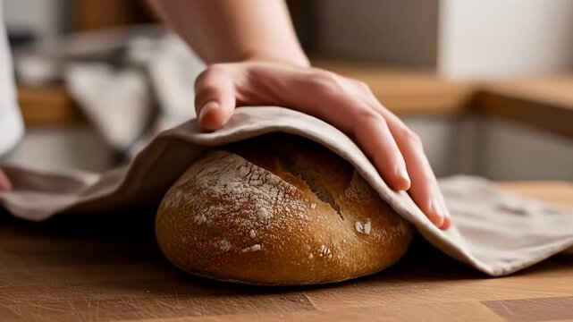 Freshly Baked Bread - A Close-Up Look at Rustic Loaf.