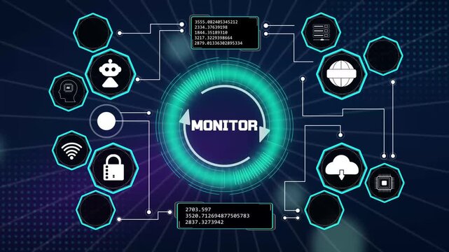Advanced server monitoring panel showing live diagnostic performance metrics and cloud processing resource analytics
