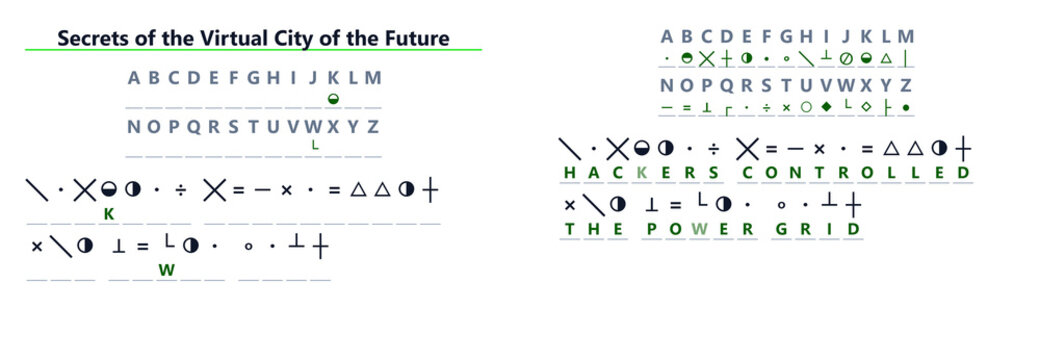 Futuristic code revealed in virtual city concept design layout  