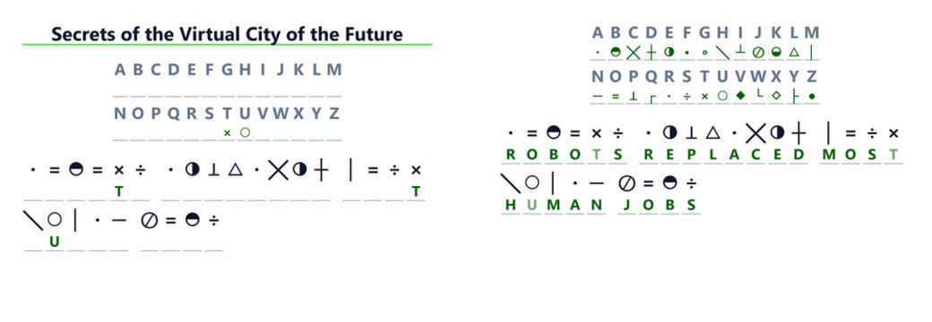 Conceptual ASCII art depicting future city and robot integration  