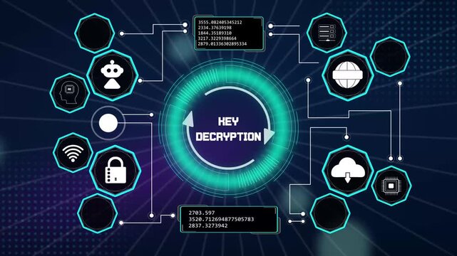 Modern secret database access portal configuration presenting secure connection links and key decryption protocol nodes