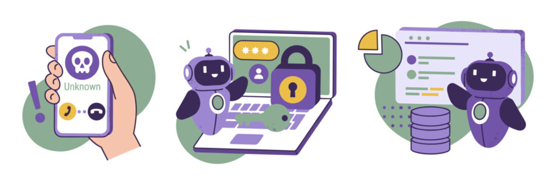 Data security and cyber threat vector concept illustration with cybersecurity security internet protection technology computer database software encrypted communication information
