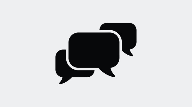 Overlapping Speech Bubbles Silhouette Against White Background