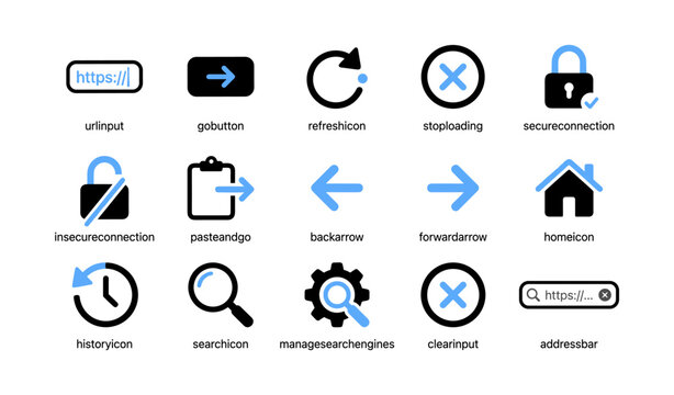 Browser and navigation icons showing url and security controls