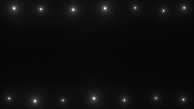 Dynamic stage lights blinking randomly towards screen, realistic spotlight flashes animation on transparent background 4K