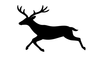 Fototapeta premium Black Deer Silhouette Vector Icon with Antlers Isolated on Light Background