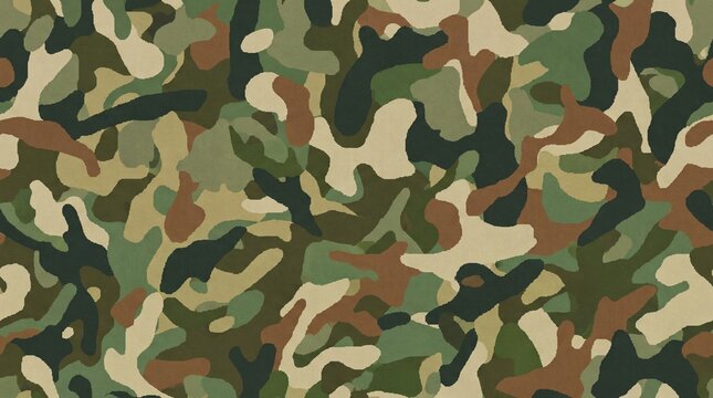 Camo pattern with green, brown, and tan colors for military or hunting use 4k