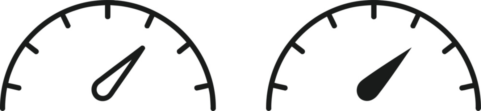 Two fuel gauge icons showing empty and full tank levels in black and white Vector