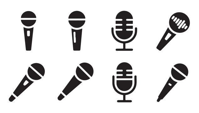 Universal microphone silhouette icons for mobile apps websites and multimedia presentation.