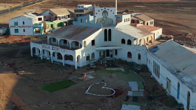 Fuerteventura Aerial View of Failed Luxury Yoga Wellness Retreat and Abandoned Resort Construction