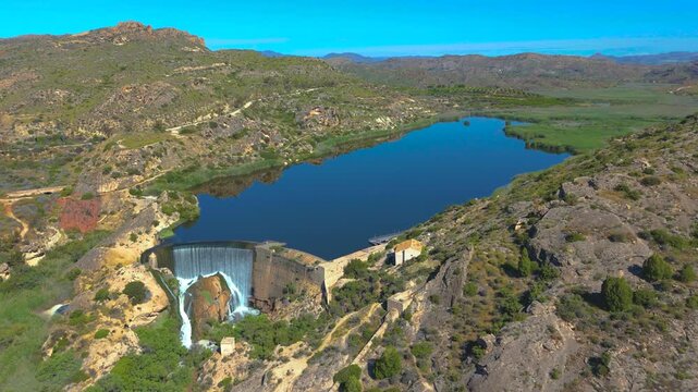 Aerial view of the Elche Reservoir, Alicante province, Valencian Community, Spain