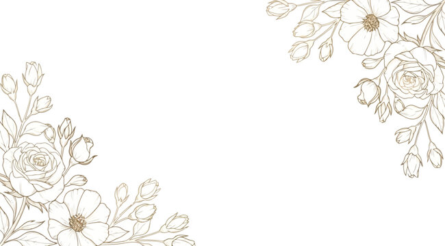Beautiful floral corner border with roses and blossoms