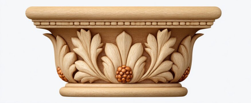 Beige wooden crown molding trim adds a charming crown to your interior design dreams