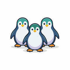 Naklejka premium Three Cute Cartoon Penguins