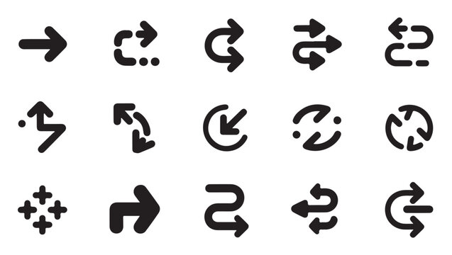Modern arrow navigation icons featuring path movements and creative directional indicators.