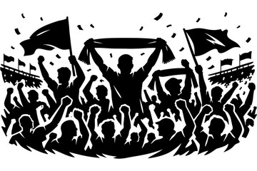 Obraz premium Sports Fans Waving Scarves in Football Stadium Vector