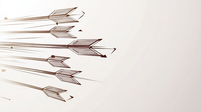 converging. Sleek metallic arrows decreasing in size, converging to a point. product launch decks, UI/UX mockups, designed for data visualization dashboards and holographic UIs, used by researchers.