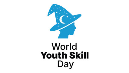 world youth skill day creative head silhouette with magic hat illustration, education innovation awareness concept vector graphic design © Zavivec