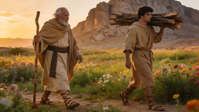 Abraham Walked With Isaac to Mount Moriah in Obedience to God's Command, to Offer Isaac as a Burnt Offering