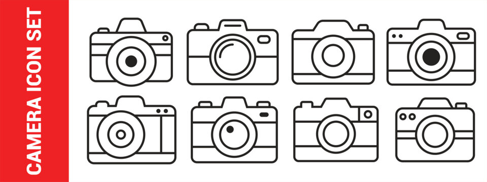 photography camera line icon collection