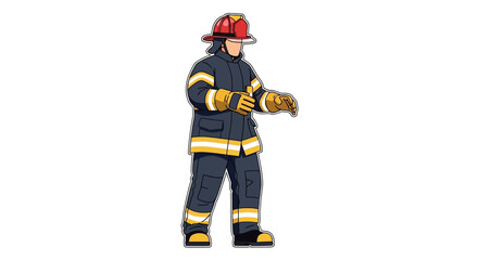Naklejka premium Illustration of a firefighter in full gear on white background