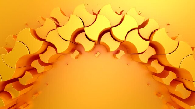Geometric Shapes Form a Wave. Abstract motion, two color, 3d rendering, 4k resolution
