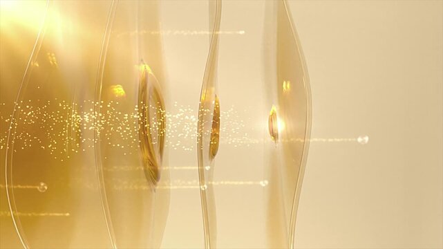 Golden essence balls release whitening factors, penetrate the skin, activate cell brightening and regeneration, prevent the formation of dark spots, anti-aging and anti-wrinkle,Cosmetic advertising,3D
