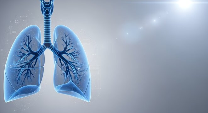 Human Lungs Anatomy with Bronchial Tree and Bright Light