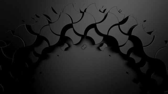 Geometric Shapes Form a Wave. Abstract motion, two color, 3d rendering, 4k resolution
