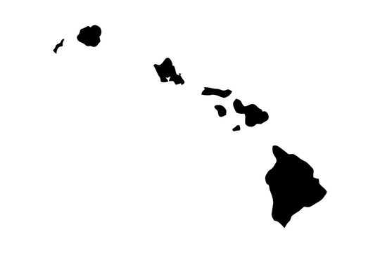 Hawaii state map silhouette, black icon on white background