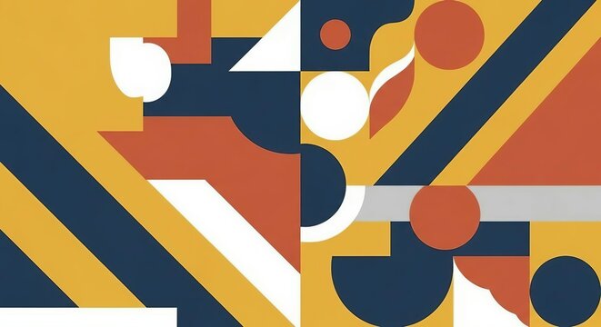 Abstract geometric pattern with colorful shapes and minimal design