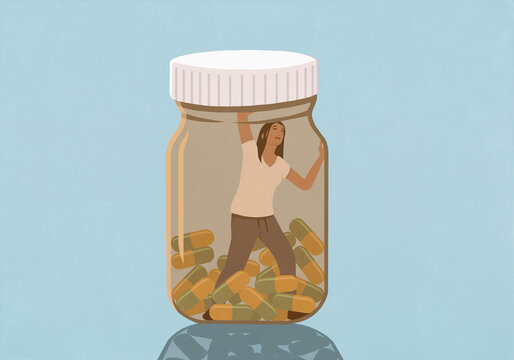 Woman trapped inside prescription medicine bottle screaming for help