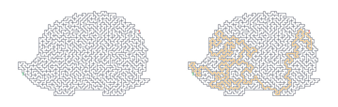 Vector maze for children featuring a hedgehog design  