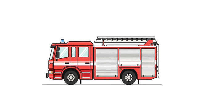 Red fire truck illustration on a white background