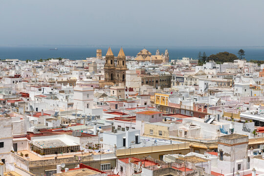 Sunny scenic Cadiz cityscape, Andalusia, Spain