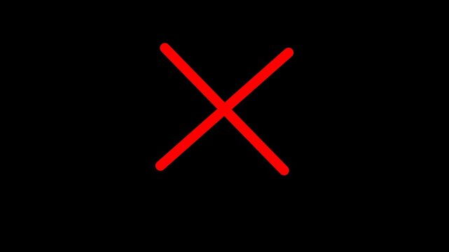 Red X mark symbol on black background with rounded edges cross sign