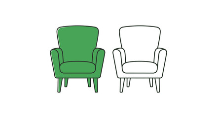 Fototapeta premium Armchair Outline And Filled Version Vector Illustration