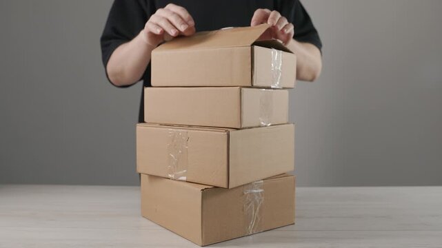 Stacking Shipping Boxes, Small Business Logistics Concept